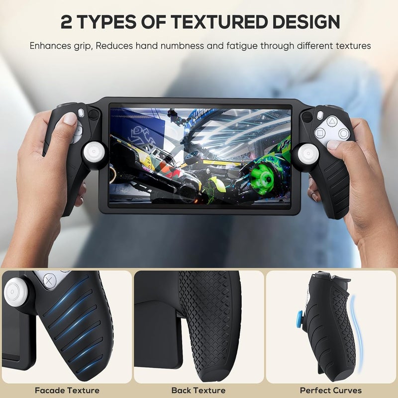 Kinwin 10 in 1 Accessories Bundle Compatible with PlayStation Portal, Grey EVA Carrying Case with Silicone Protective Cover, 2 Pack Screen Protectors and 4 Thumb Grips for PS5 Portal Console - Image 5